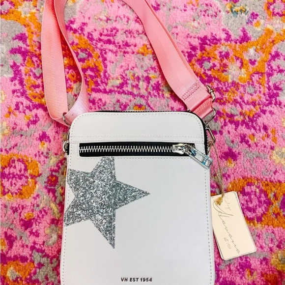 Vintage Havana Rocker Crossbody Bag with Pink Strap - Picture 1 of 1